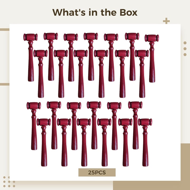 Varku Red Wood Judge Gavel Set, 25 Pcs Party Favors Halloween, Elegant Courtroom Design, Polished Finish, Ideal for Auction and Costume Props, 11CM Judge Mallet - Image 5